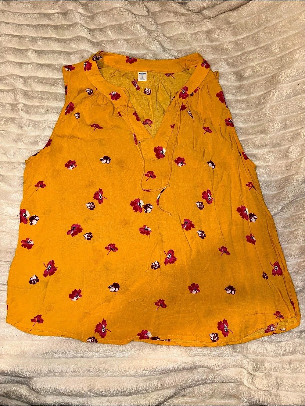 Old Navy Mustard Yellow Floral Sleeveless Tunic Top – XL